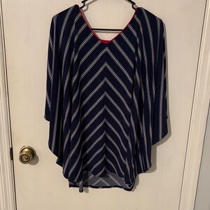 Navy Striped Women's Top